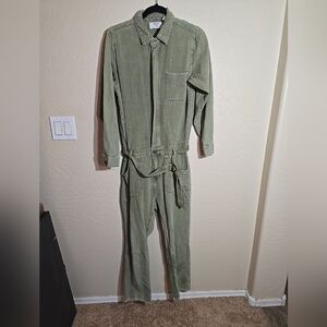 One Teaspoon Denim Raw Hem Distressed Green Utility Super Khaki Jumpsuit Size XS